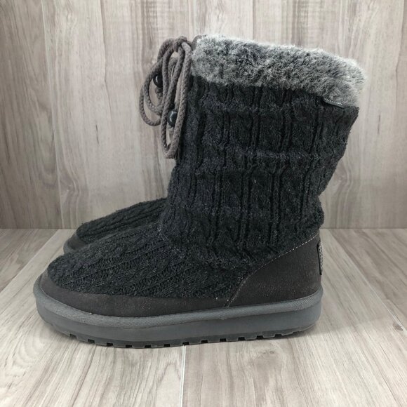Skechers Boots Womens 7.5 Keepsakes Blur Gray Sweater Knit Pull On Winter Shoes - Picture 2 of 12